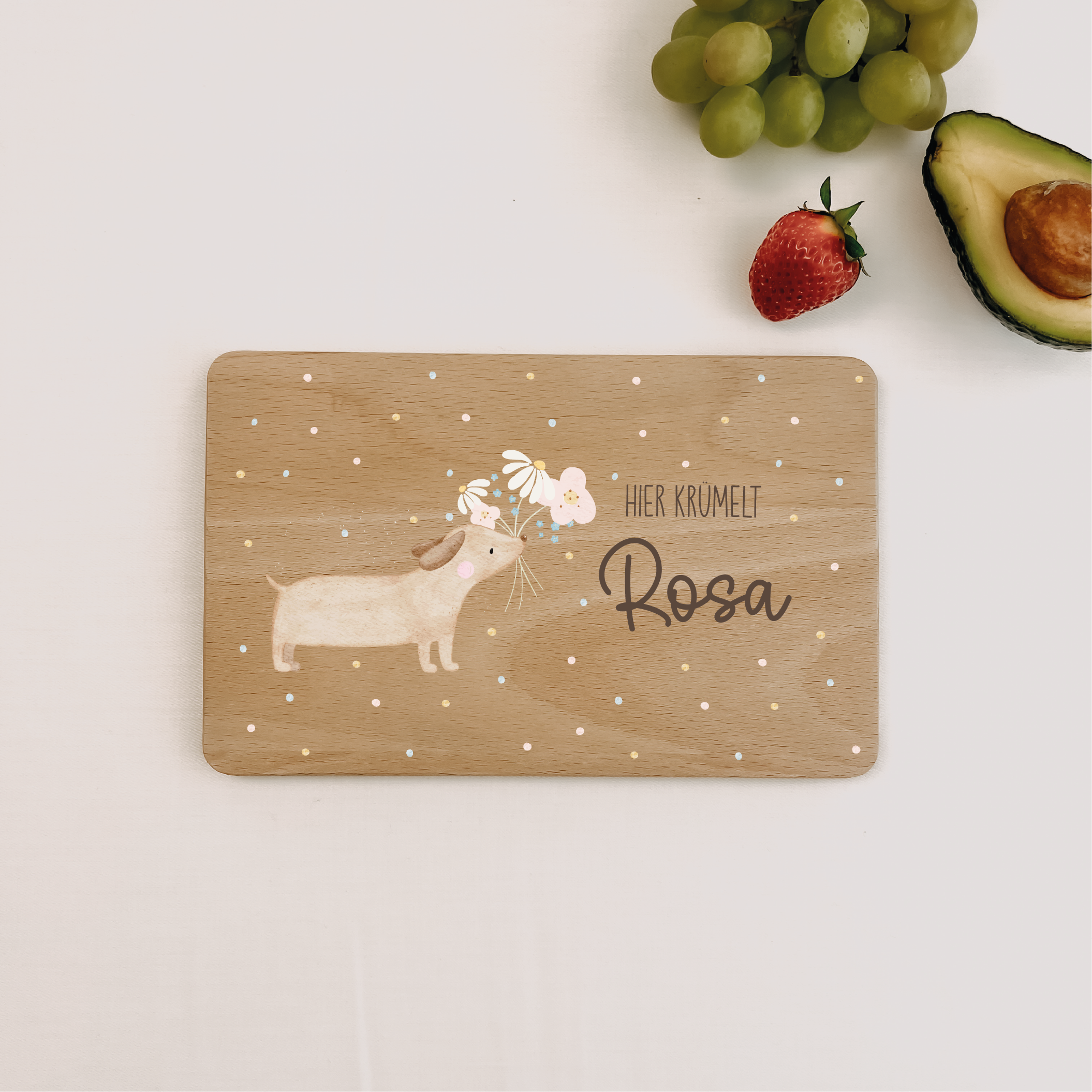 Personalisiertes Frühstücksbrettchen – liebevoll gestaltet mit HejHanni-Motiven