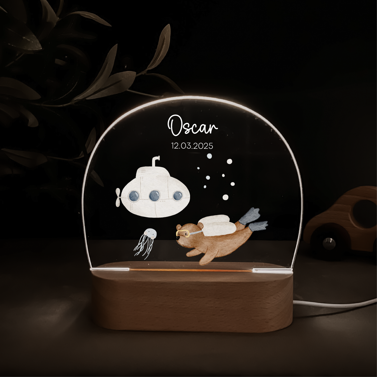 Personalisiertes LED-Nachtlicht für Kinder – mit dimmbarem Licht & nachhaltigem Druck