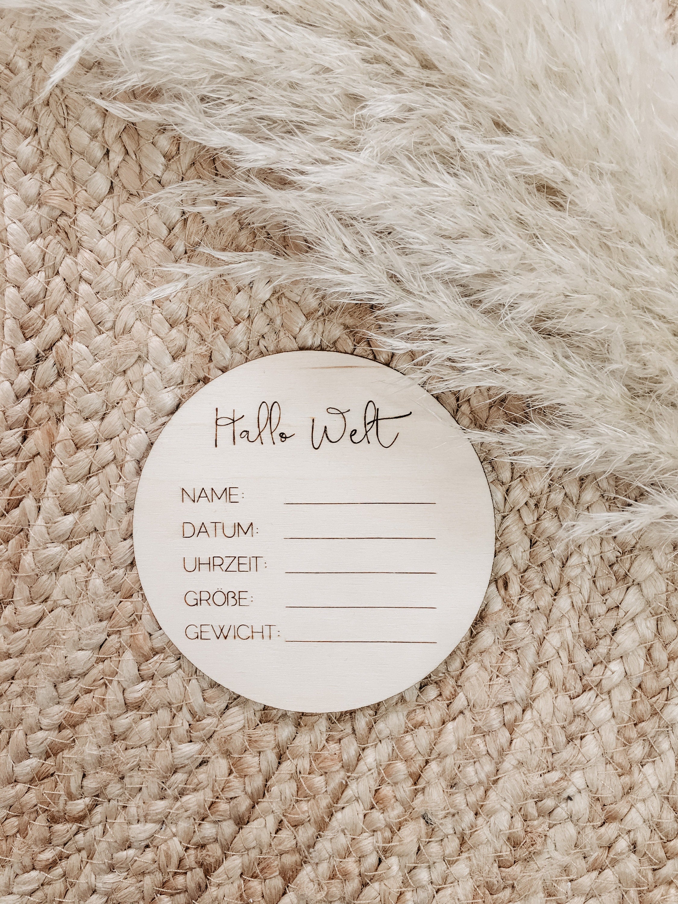 Geburtstafel >HALLO WELT< aus Holz