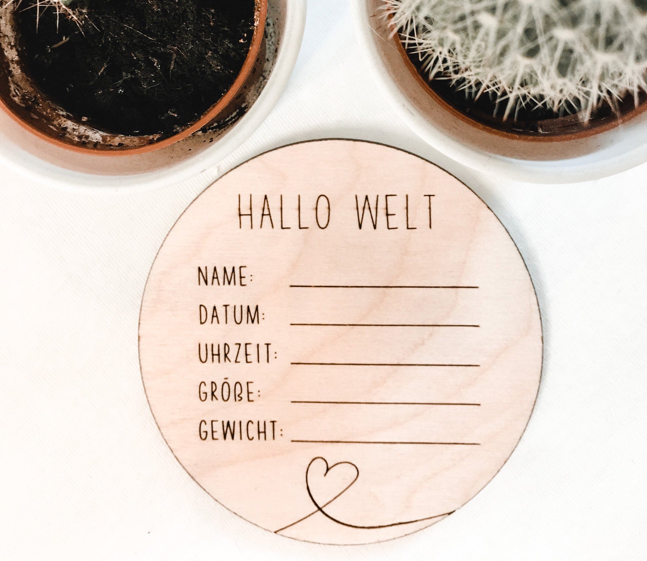 Geburtstafel >HALLO WELT< aus Holz