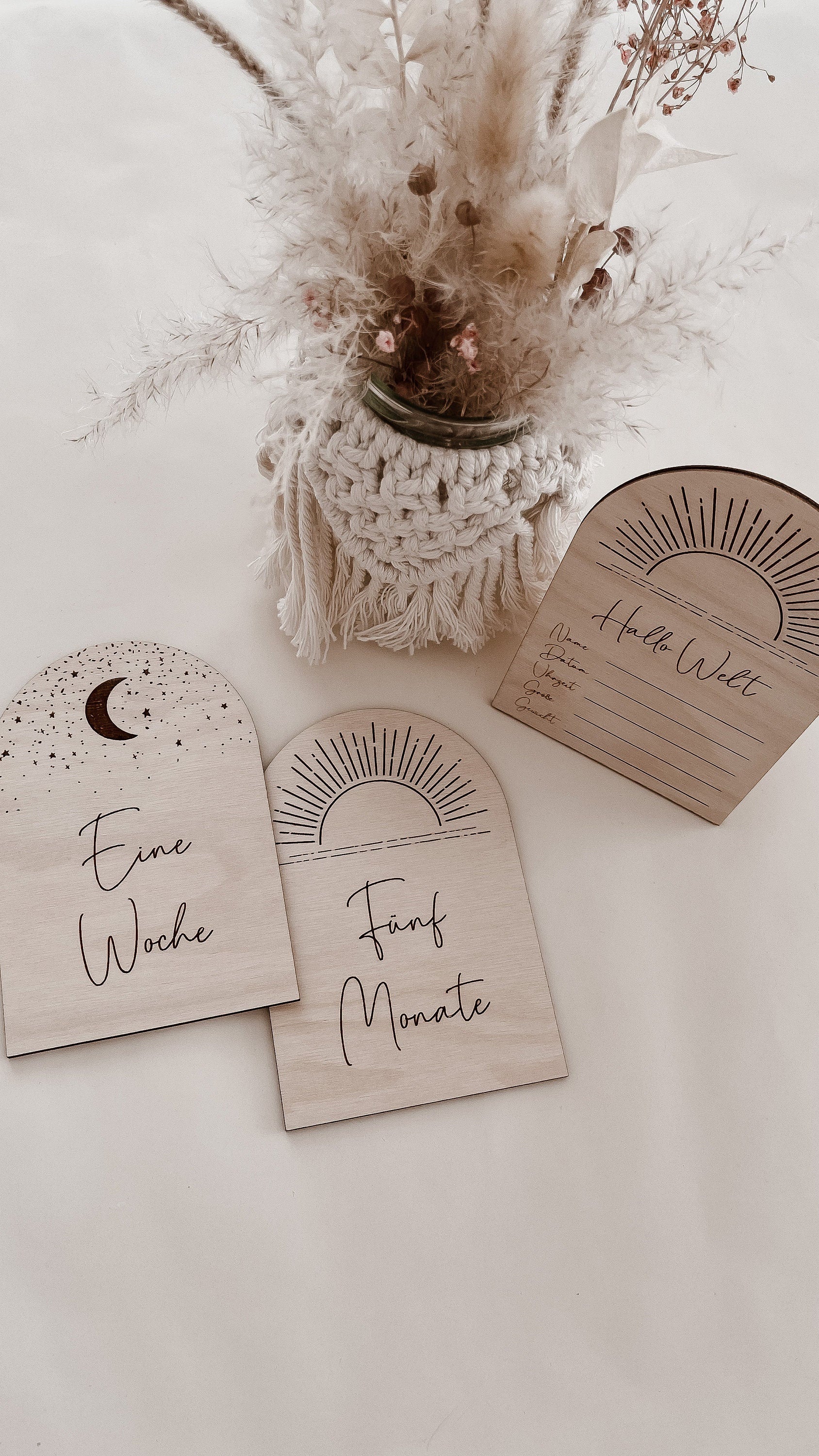 Meilenstein-Karten Baby aus Holz >BOHO<