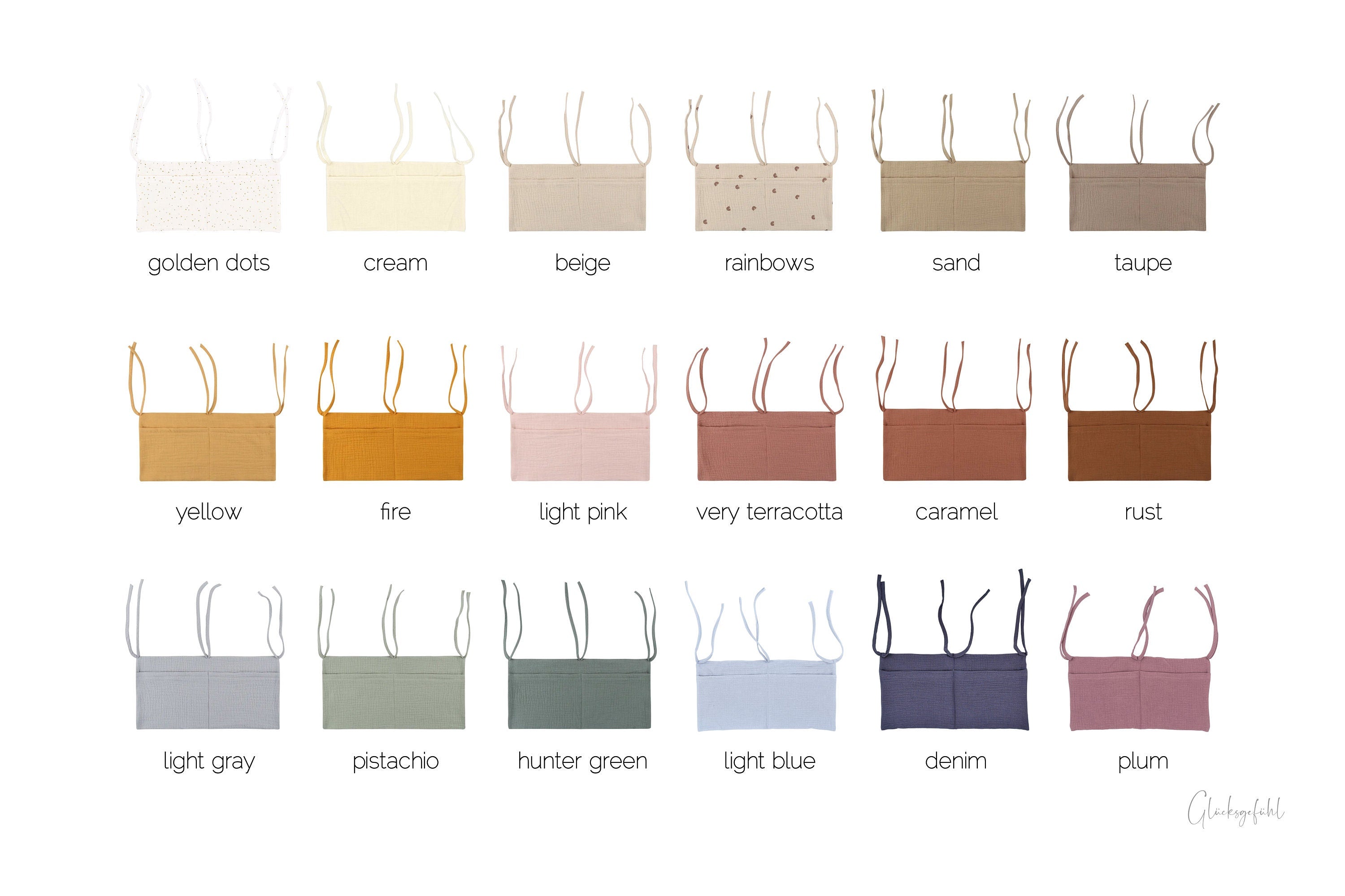 Babybett Organizer aus Musselin | Aufbewahrung Nachttisch | Tasche