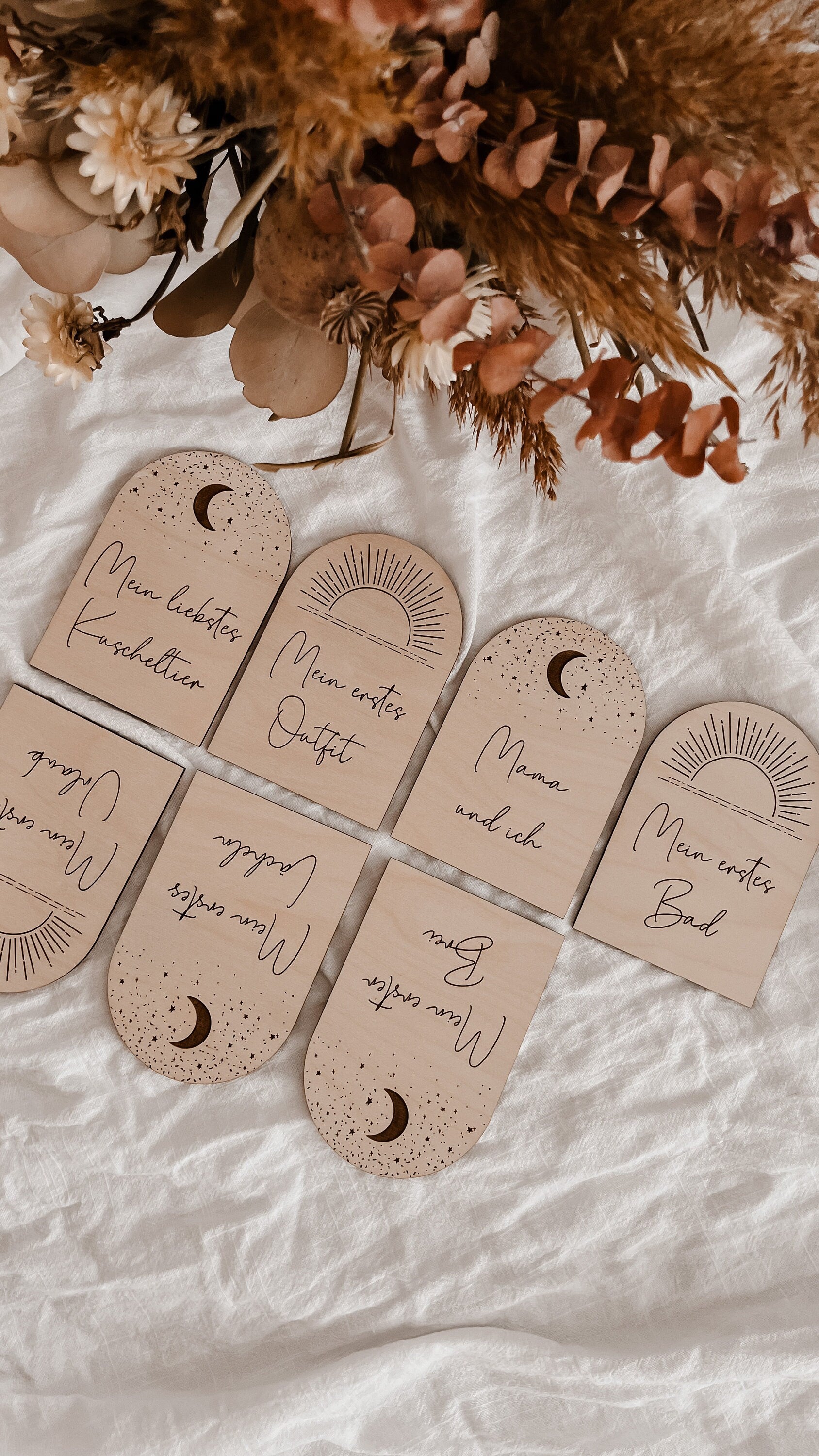 Meilenstein-Karten Baby aus Holz - Zusatzset >BOHO<