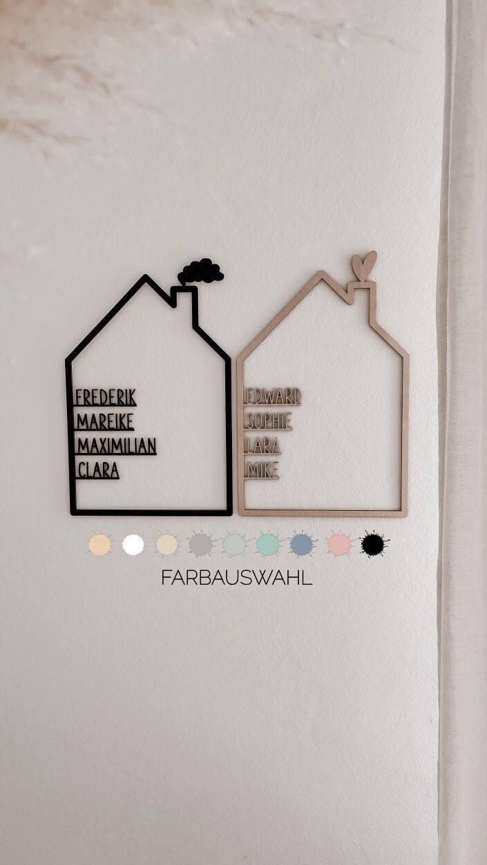 Holzhaus mit Namen | Familienschild personalisiert | Geschenk Einweihung | Geschenk Hochzeit